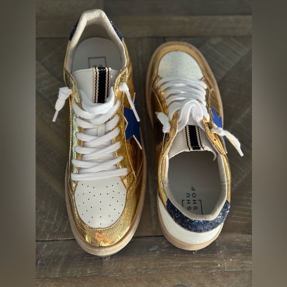 Gold & Blue Glitter ShuShop Sneakers - Picture 4 of 5